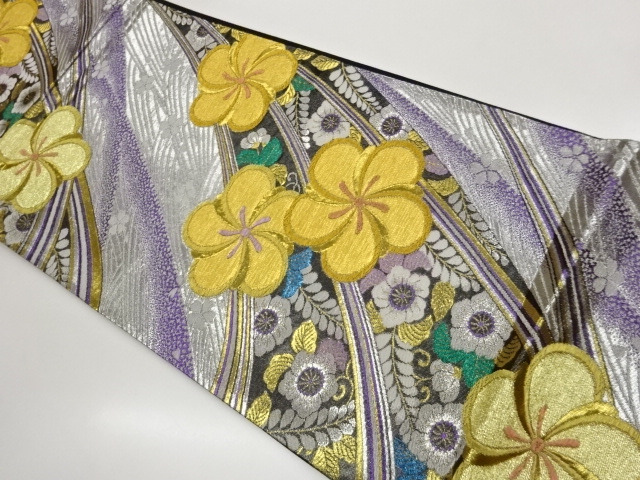 JAPANESE KIMONO / TWISTED PLUM BLOSSOM / CURVED PATTERN WEAVE FUKURO O